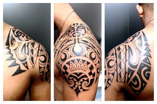 Mayan Tattoo On Left Shoulder