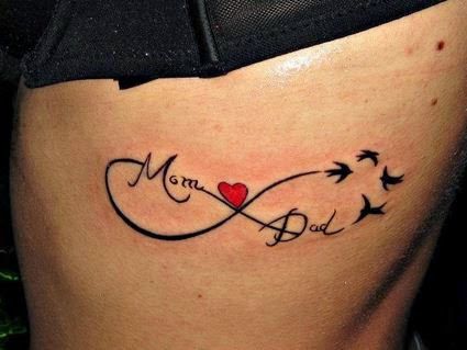 Mom Dad Memorial Infinity Tattoo On Side Rib