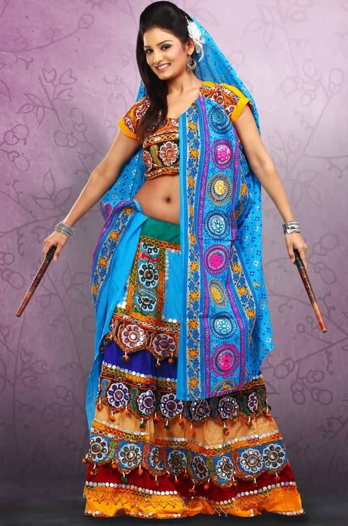 Multicolored Chaniya Choli For Girls Wearing During Navratri
