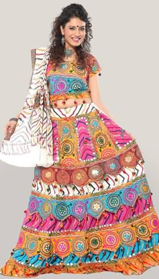 Multicolored Navratri Chaniya Choli For Girls