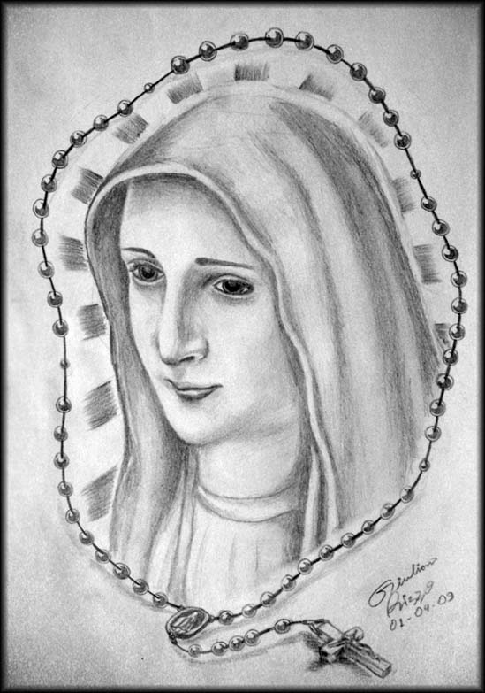 Nice Rosary And Virgin Mary Tattoo Design