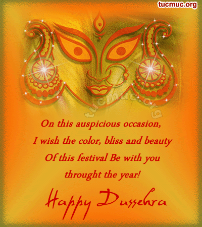 On This Auspicious Occasion, I Wish The Color, Bliss And Beauty Of This Festival Be With You Throughout The Year Happy Dussehra Glitter