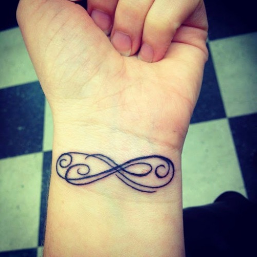 Outline Infinity Tattoo On Left Wrist