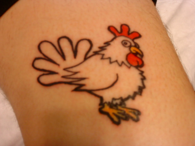 Outline Rooster Tattoo Idea