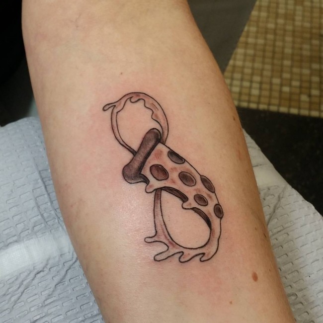 Pizza Infinity Tattoo On Forearm