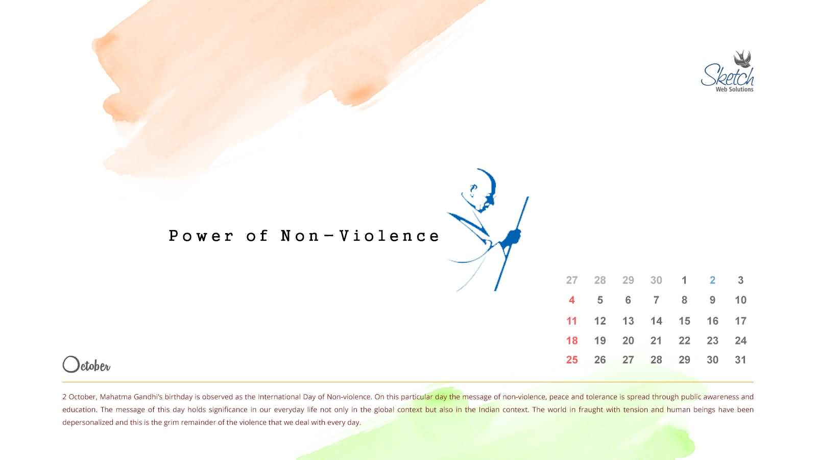 Power Of Non-Violence Happy International Day of Non-Violence 2nd October
