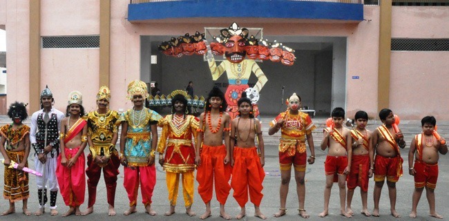 Ramleela Artists With Ravan Effigy During Dussehra Celebration