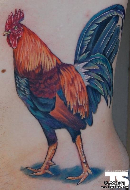 Rib Side Rooster Tattoo