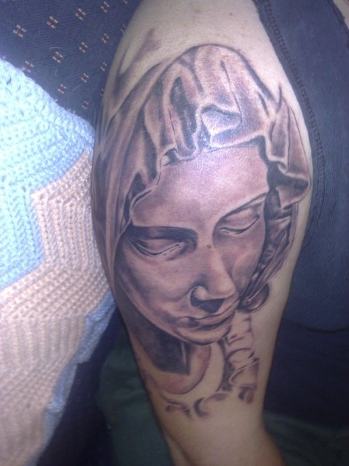 Right Half Sleeve Virgin Mary Tattoo