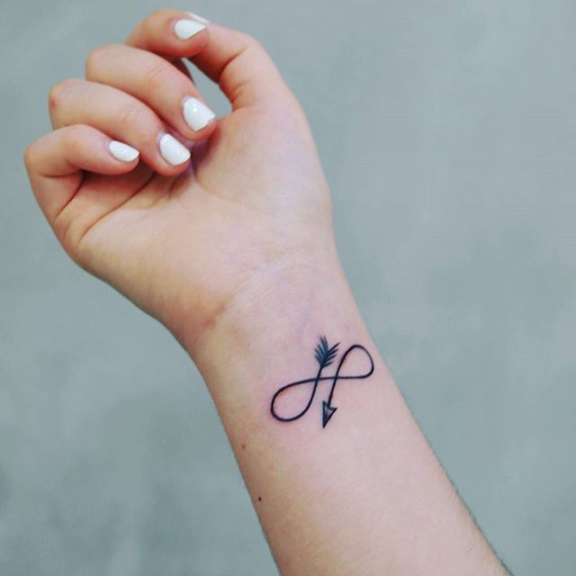 Right Wrist Arrow Infinity Tattoo