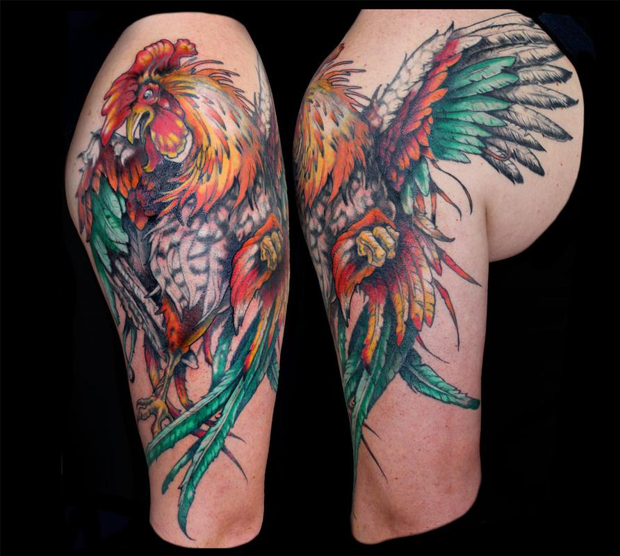 Rooster Tattoo Design for Shoulder by Aubrey Mennella