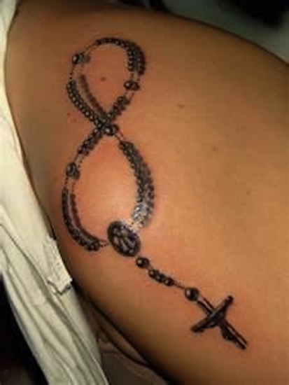 Rosary Cross And Infinity Tattoo