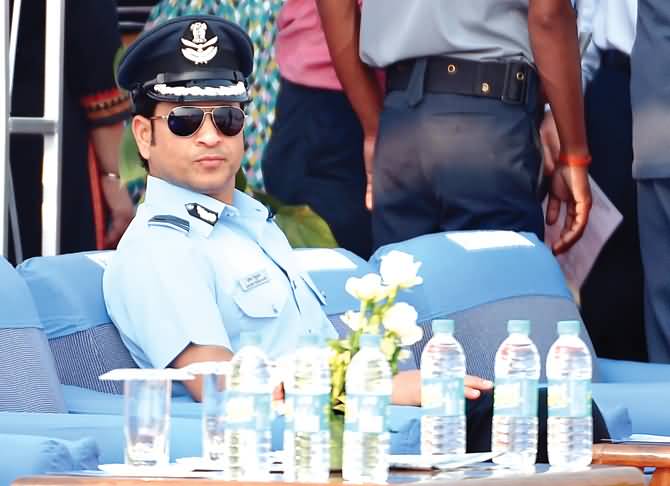 Sachin Tendulkar During The Indian Air Force Day Celebration