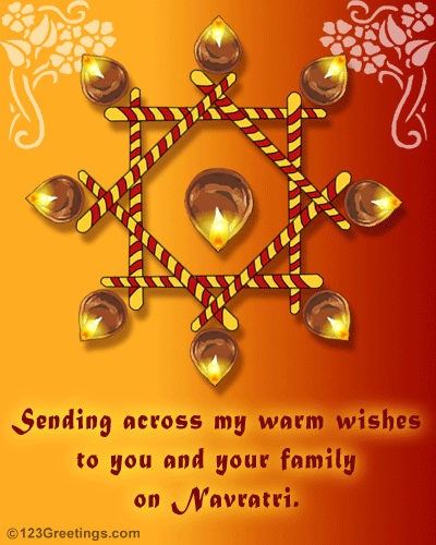 Sending Across My Warm Wishes To You And Your Family On Navratri Greeting Card