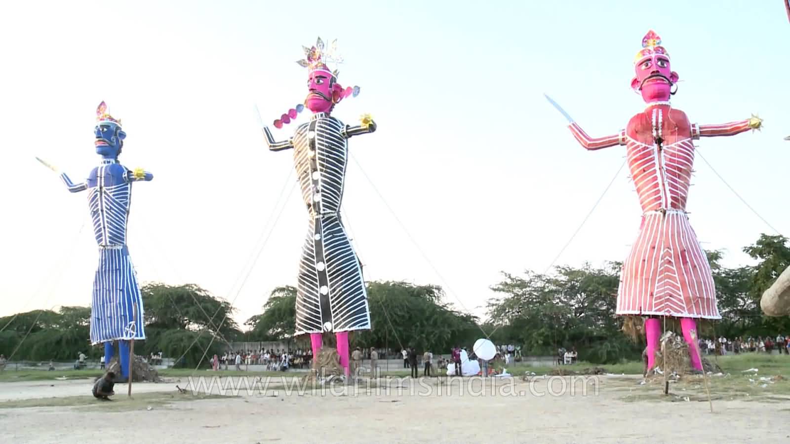 Statues Of Ravan, Kumbhkaran And Meghnath During Dussehra Celebration