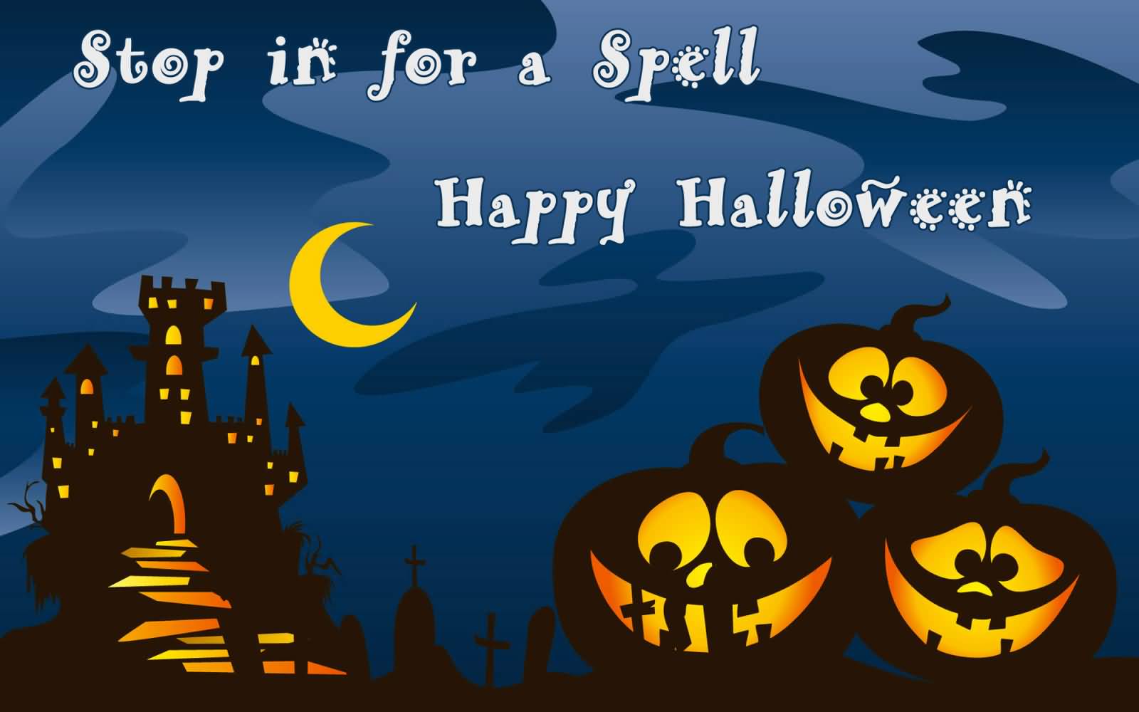 Stop In For A Spell Happy Halloween Greeting Card Image