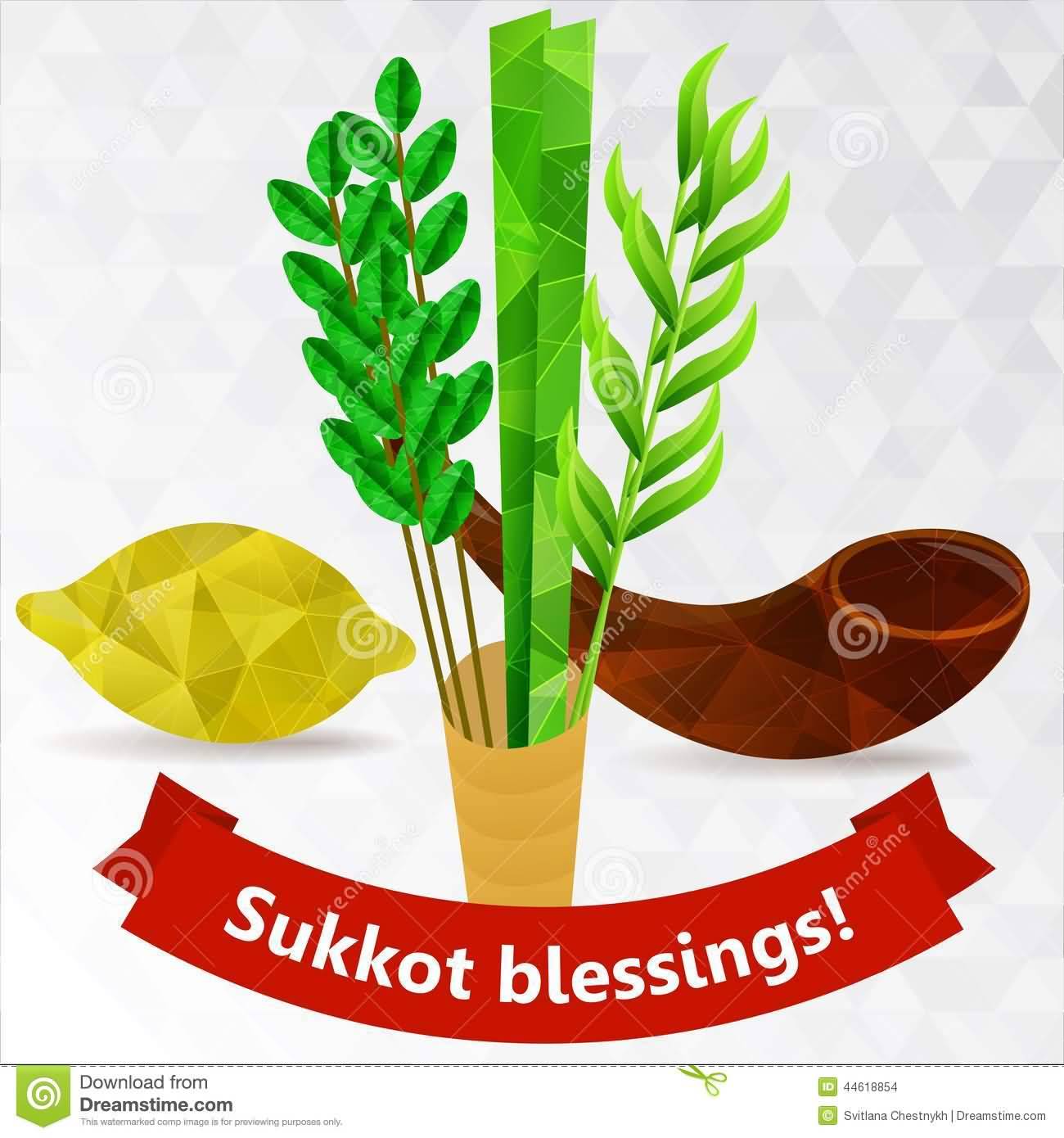 Sukkot Blessings Four Species And Horn Picture