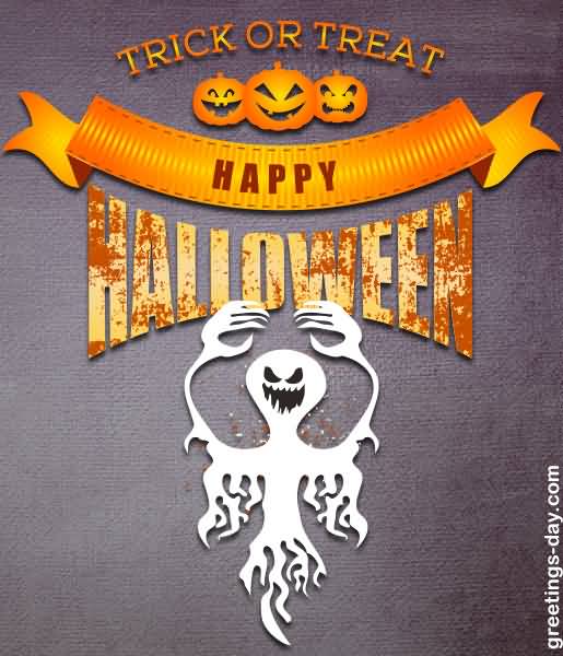 Trick Or Treat Happy Halloween 2016 Greeting Card