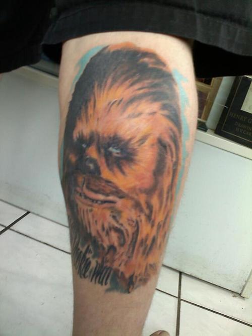 Wookie Chewbacca Tattoo On Leg Calf