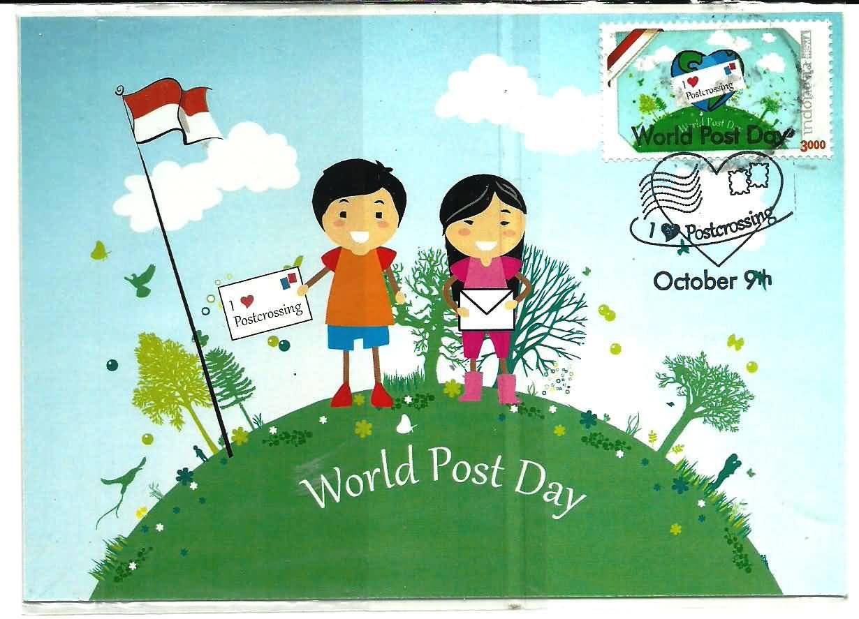 World Post Day I Love Post Crossing Kids Picture