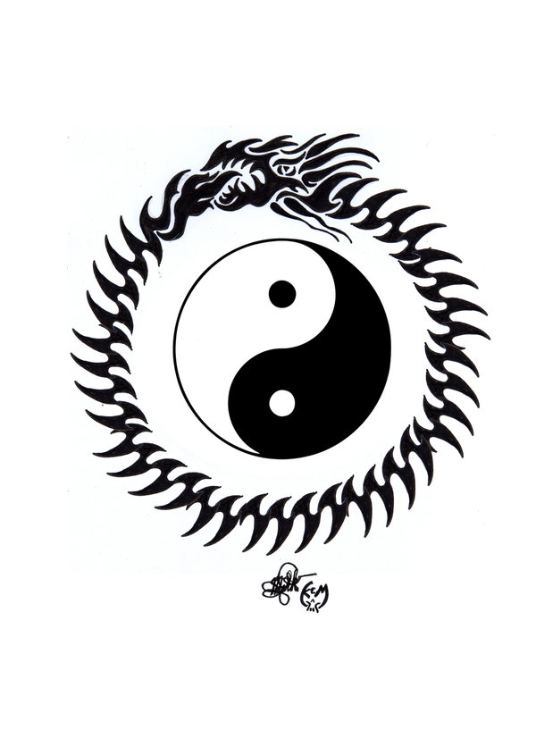 Yin Yang Ouroboros Tattoo Design by Koranenmerg