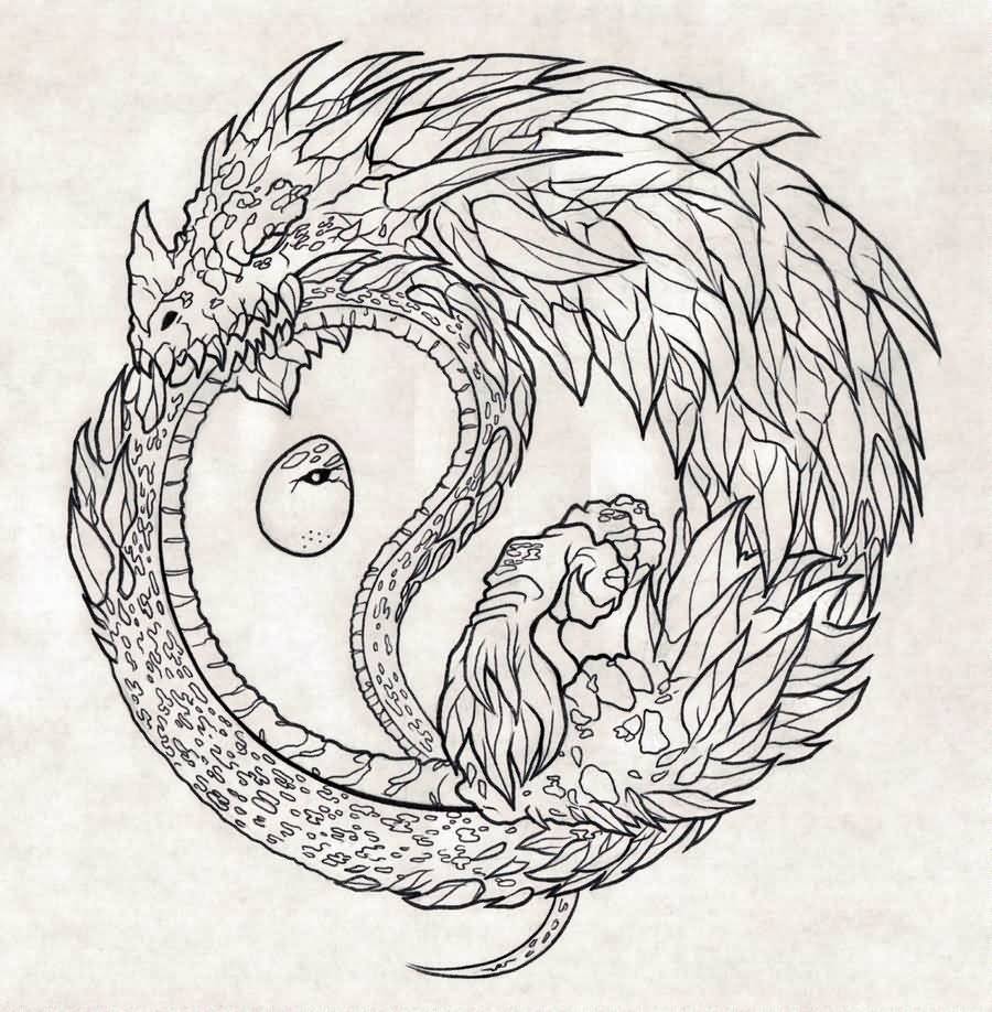 Yin Yang Ouroboros Tattoo Design by Narcissus