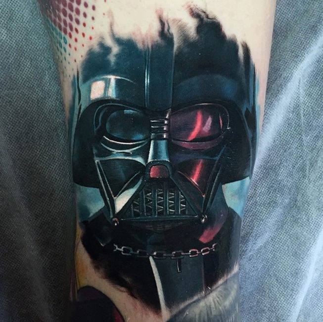 Amazing Darth Vader Tattoo On Left Sleeve