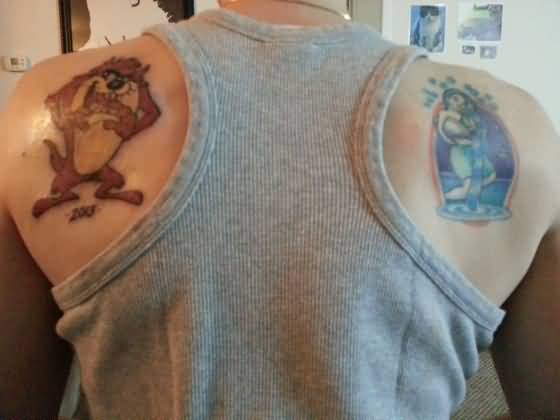 Back Shoulder Taz Tattoos