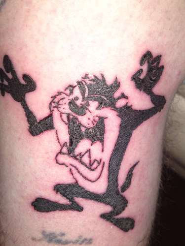 Black And White Gangster Taz Tattoo