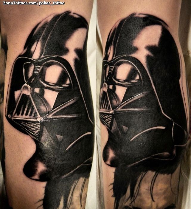 Black Ink Darth Vader Helmet Tattoo