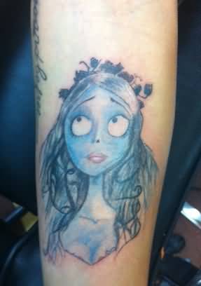 Blue Corpse Bride Portrait Tattoo by Cabletheangel