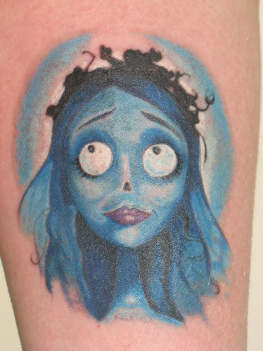 Blue Ink Corpse Bride Tattoo by Unicornmistress
