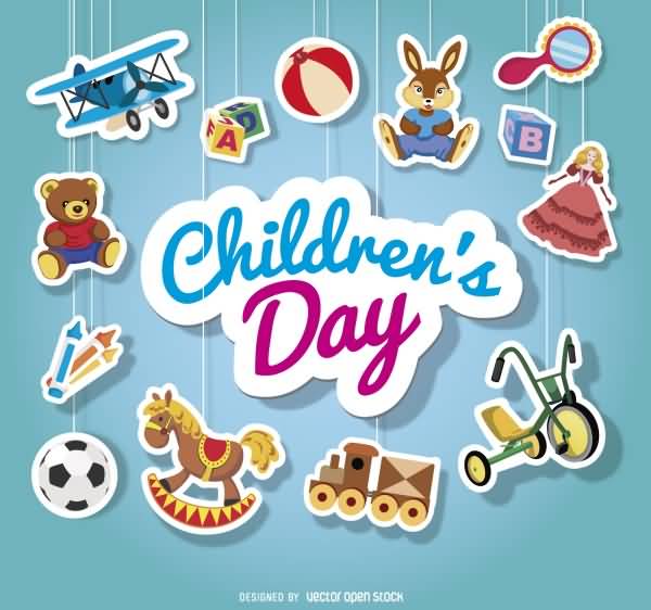 Children's Day 2016 Wishes Hanging Kid's Toys Illustration