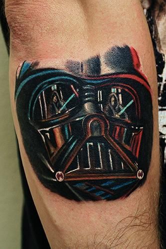 Color Ink Darth Vader Tattoo On Right Arm