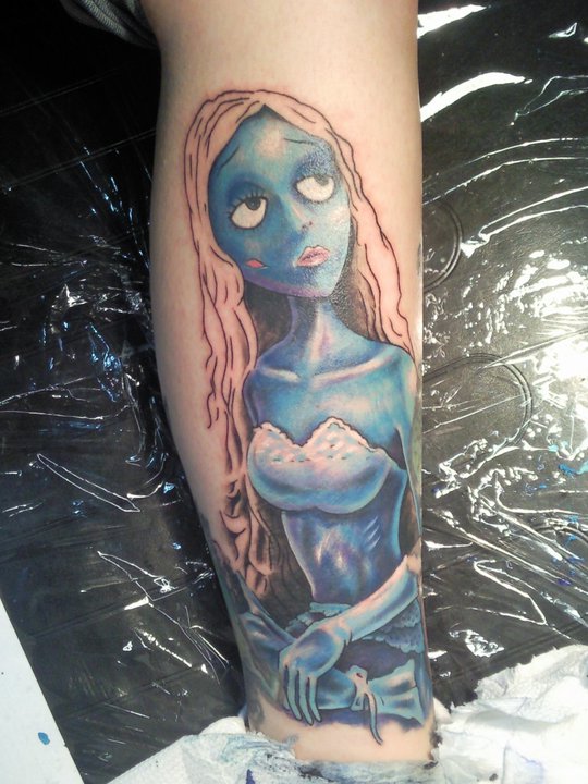 Corpse Bride Tattoo On Leg by Icterus Studio