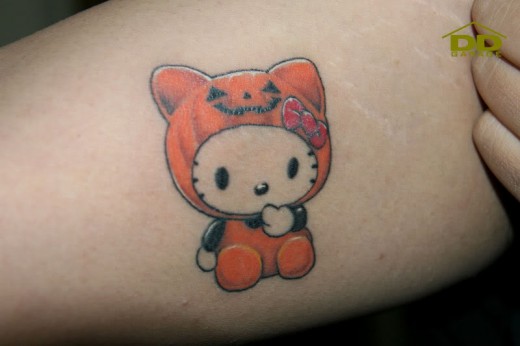 Cute Hello Kitty Pumpkin Tattoo