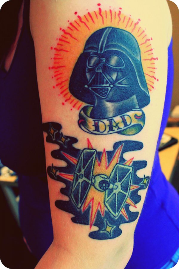 Darth Vader Helmet Tattoo With Dad Banner