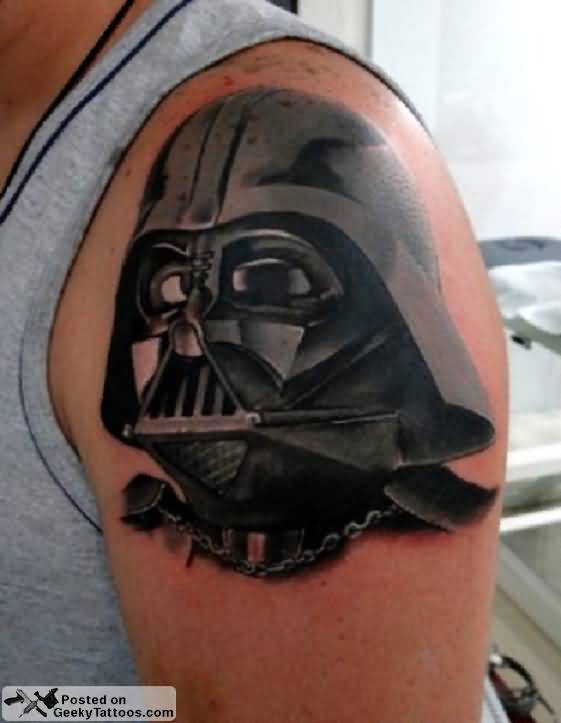 Darth Vader Tattoo On Left Shoulder For Guys