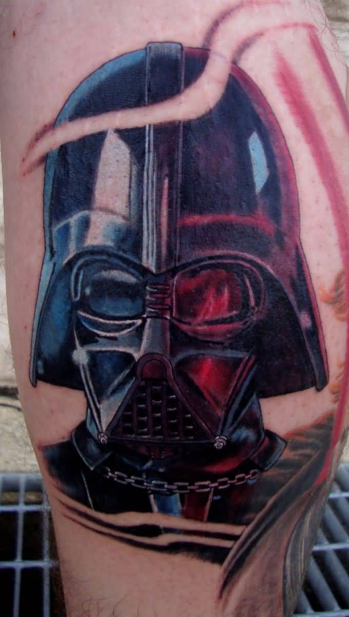 Darth Vader Tattoo On Leg by Larry Brogan