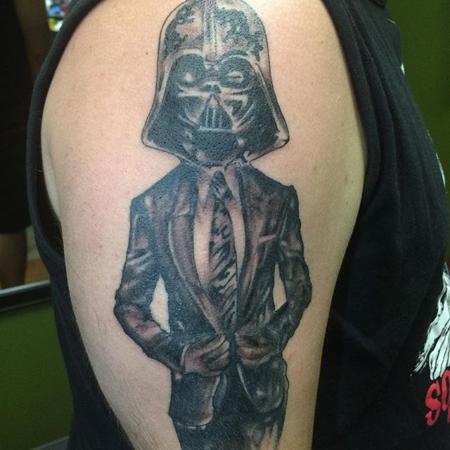 Darth Vader Tattoo On Man Right Half Sleeve