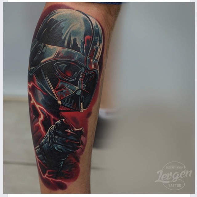 Darth Vader Tattoo On Right Leg by Eugen Knysh