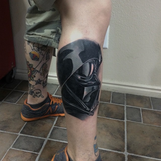 Darth Vader Tattoo On Side Leg