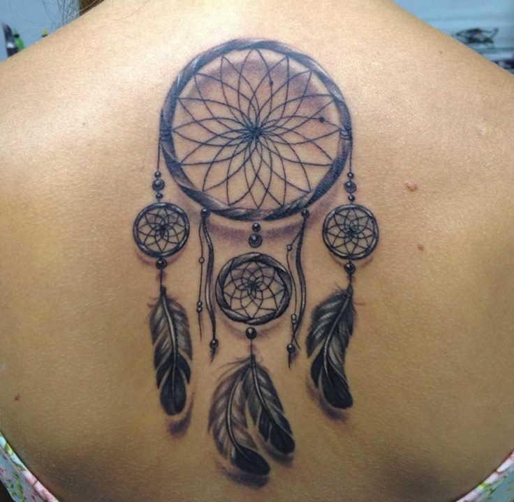 Dreamcatcher Tattoo On Upper Back by Angry Mom Tattoo Studio