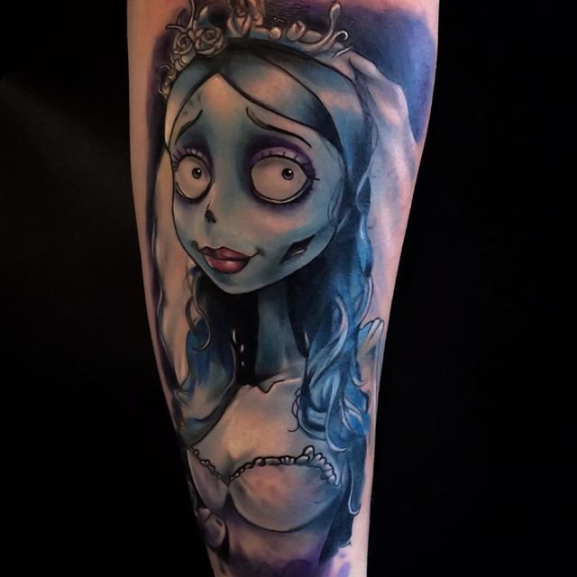 Emily Corpse Bride Tattoo On Sleeve by Jordan Baker