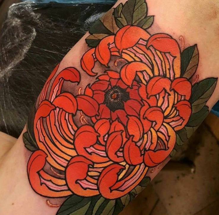 Flower Tattoo On Bicep
