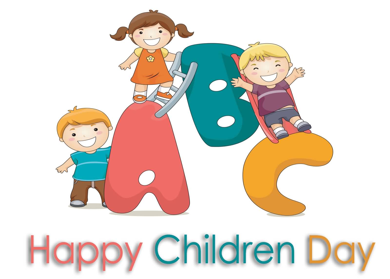 Happy Children's Day Enjoying And Learning Kids Clipart