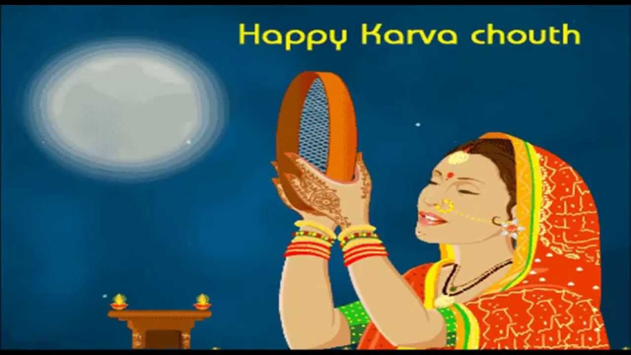 Happy Karva Chauth 2016 Woman Looking Moon From Flour Sieve