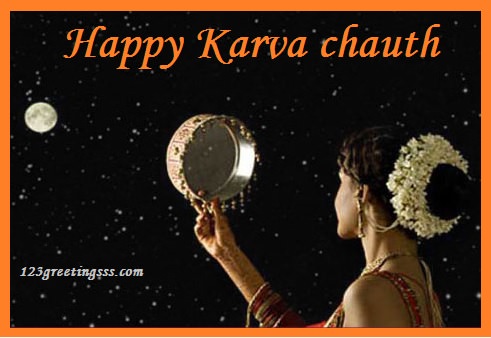 Happy Karva Chauth New Bride Looking Moon From Flour Sieve