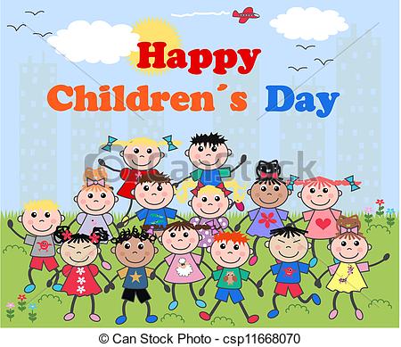 Happy Children's Day Kids Clipart Image