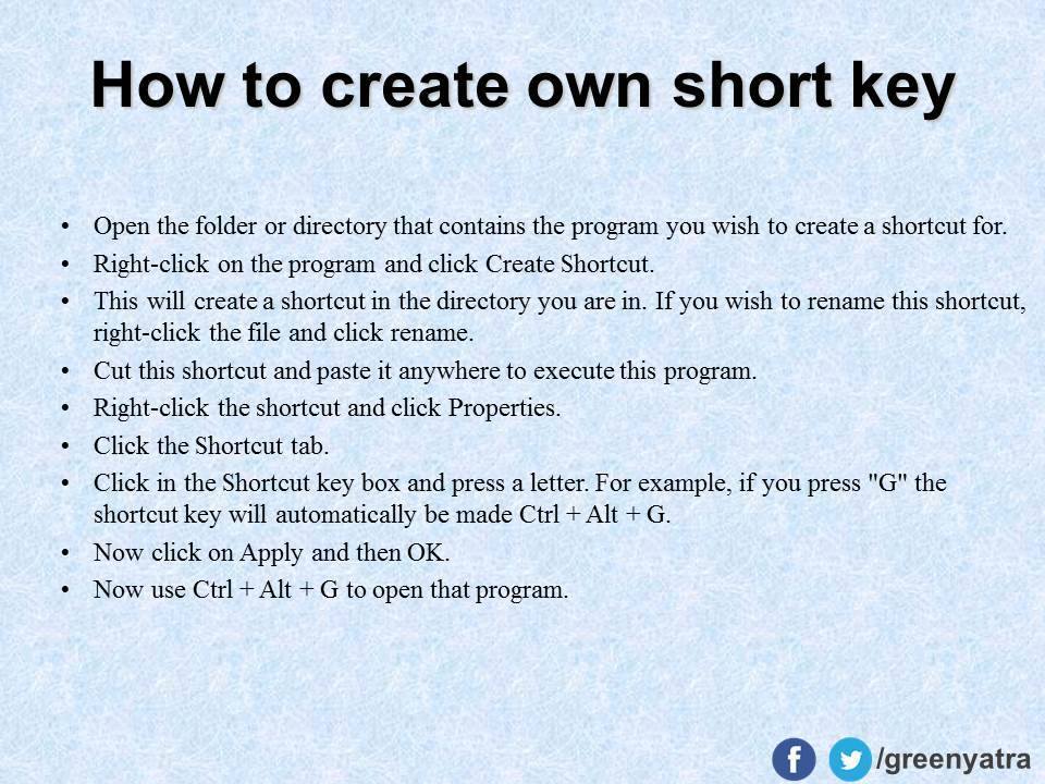 How To Create Own Shortcut Key